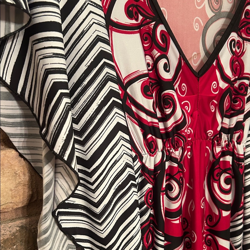 Chic Black and Red Swirl Women's Blouse - Picture 4 of 5